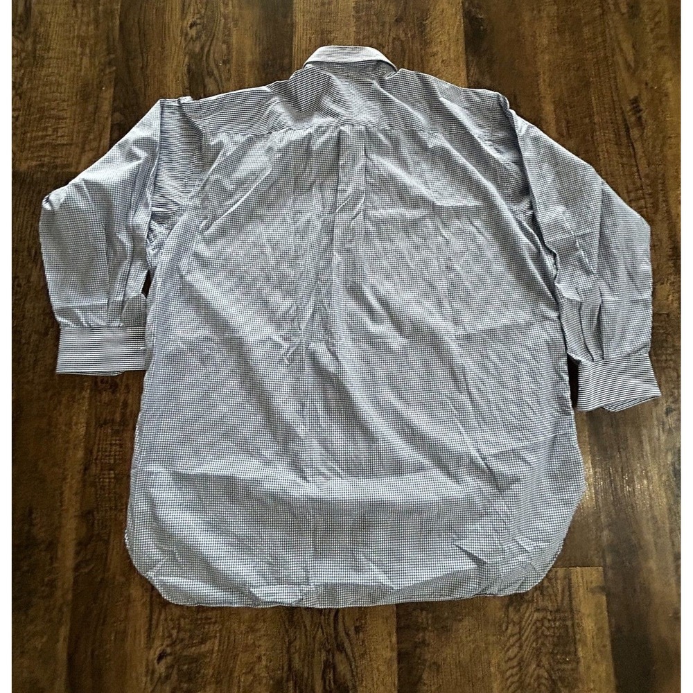 Robert Talbott Dress Shirt Men 17 Blue Checkered Single Chest Pocket Button Down - Picture 2 of 10